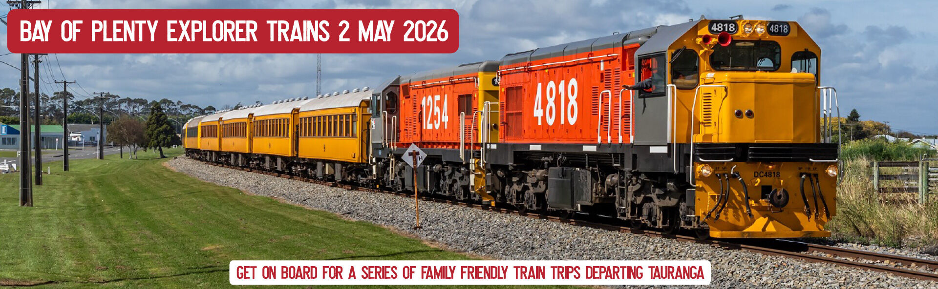 Calling Bay of Plenty Locals! Join us on the train for a short trip out of Tauranga.