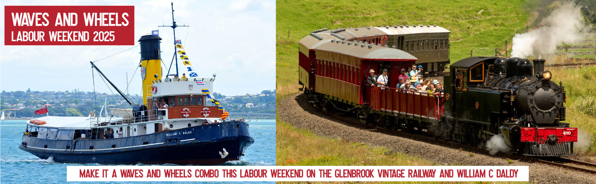 Waves and Wheels. Auckland Steam Power Combo - This Labour Weekend