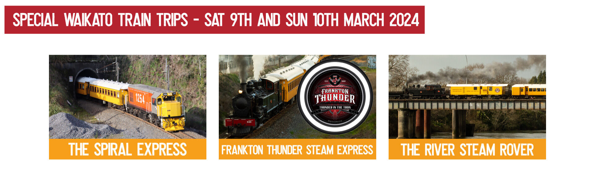 Jump on board with the Glenbrook Vintage Railway in association with Frankton Thunder for a weekend of metal and muscle based around Hamilton's Frankton Station!