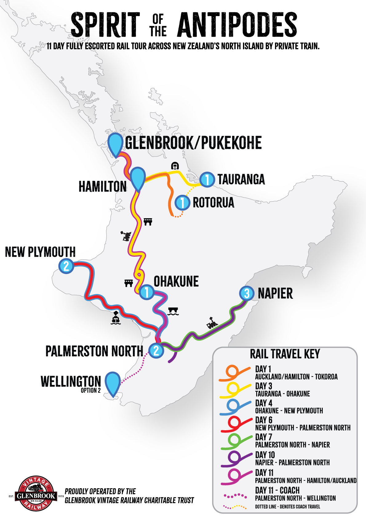 Spirit of the Antipodes tour route map